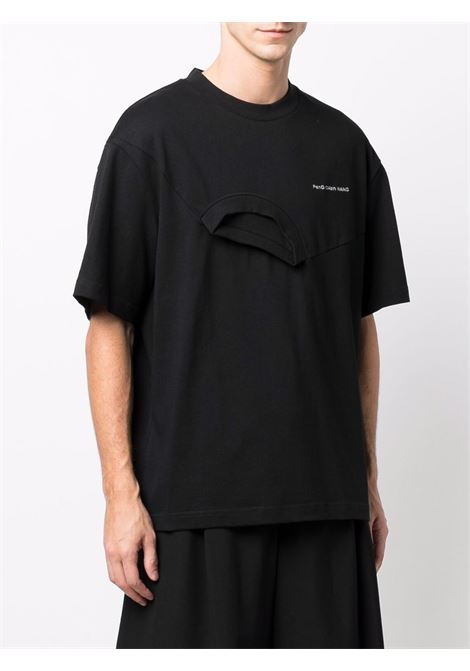 Black layered embroidered logo T-shirt - FENG CHEN WANG men FENG CHEN WANG | FF12TSH713BBLK